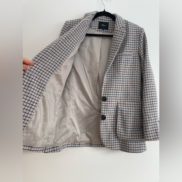 Rails Windsor Lilac Navy Mini Check Blazer Wool Blend Academia Office Size XS - Picture 9 of 15